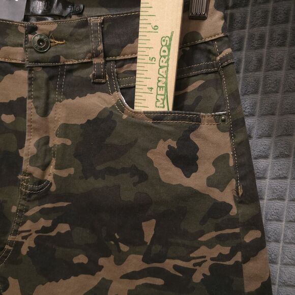 Y2K Camo Denim Jean Skirt Sz6 28W Pockets Grunge Punk Western Rock Baddie Street - Picture 4 of 16